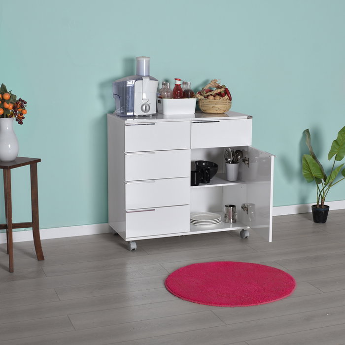 Hanah Home Armario Multiusos Blanco con 5 Cajones Hanah Home Armario Multiusos Blanco con 5 Cajones